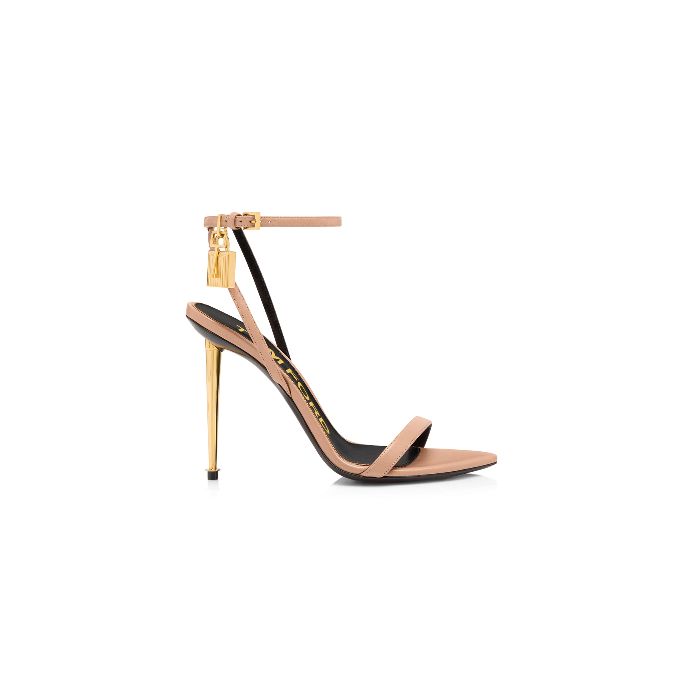 t0m F0rd shiny leather padlock pointy naked sandal w2272